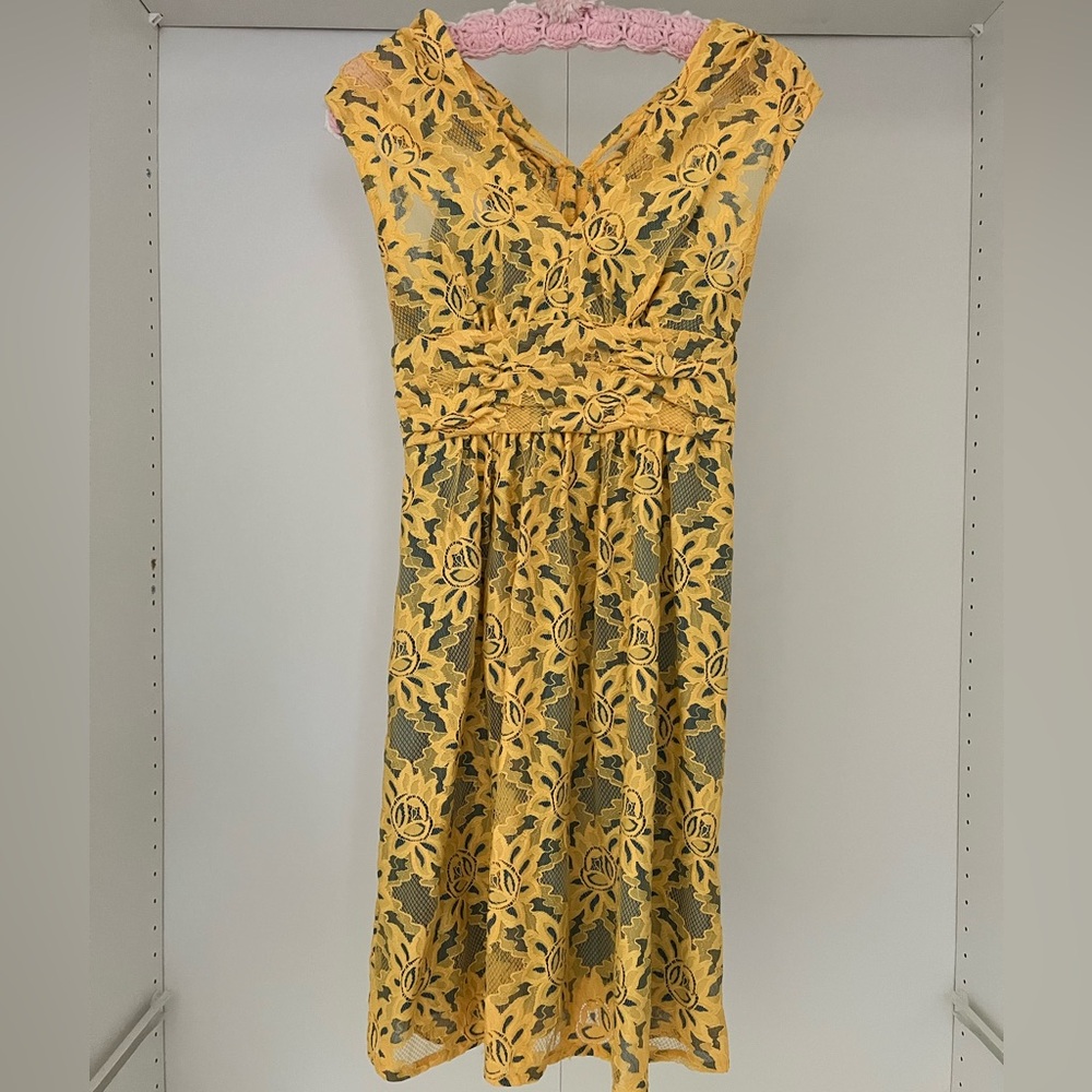 Plenty by Tracy Reese Yellow Lace Dress Floral Anthropologie Size 0